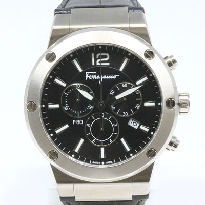買取 質屋 藤千商店 フェラガモ F-80 SFEX00219 クロノグラフ 腕時計
